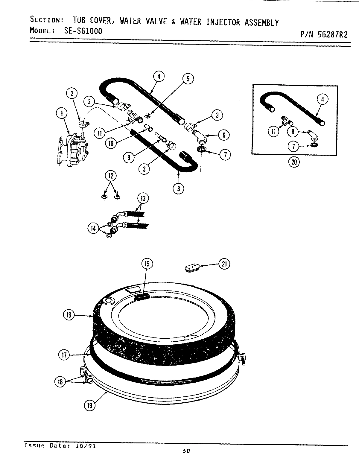 18 - TUB COVER, WATER VALVE & WATER INJ. ASSY