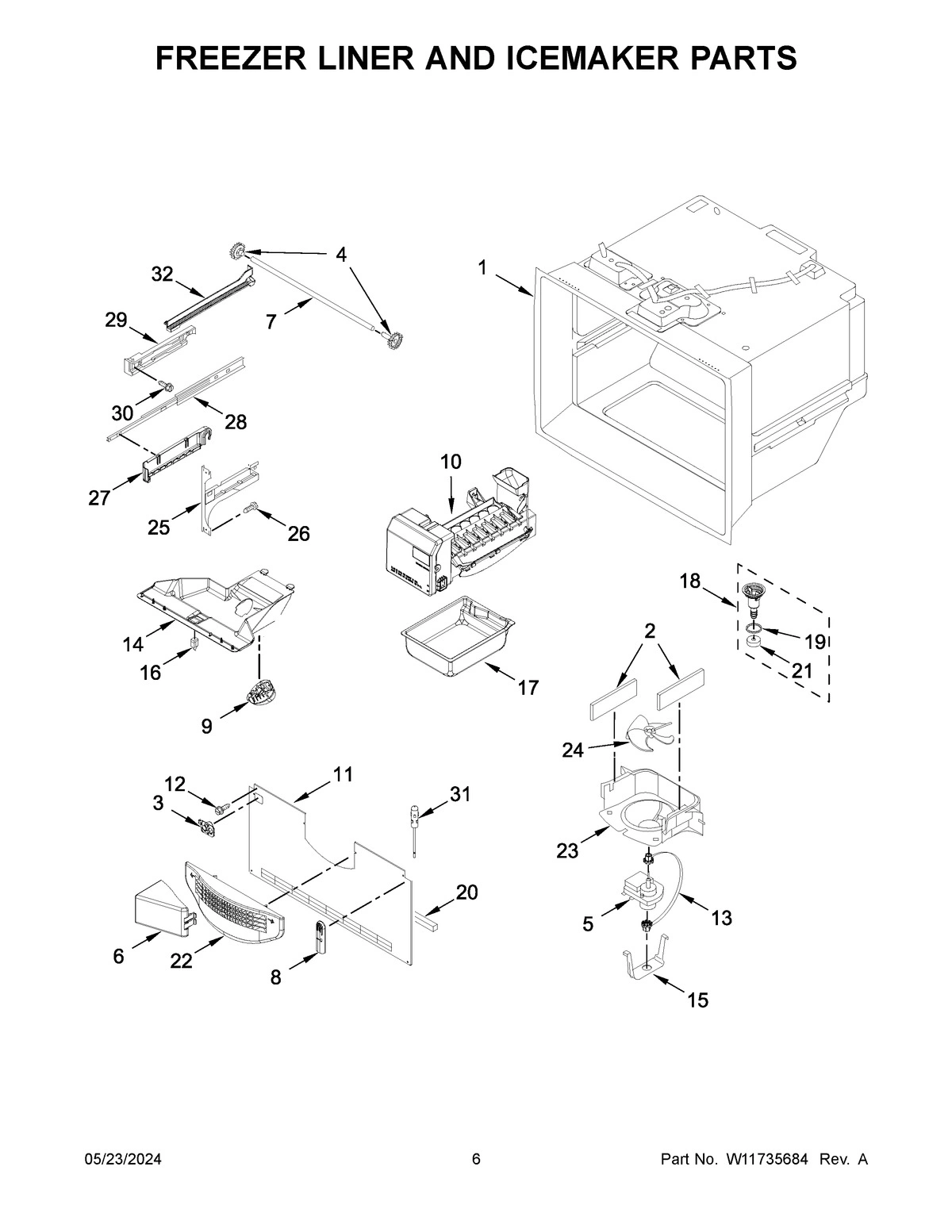 04 - FREEZER LINER AND ICEMAKER PARTS