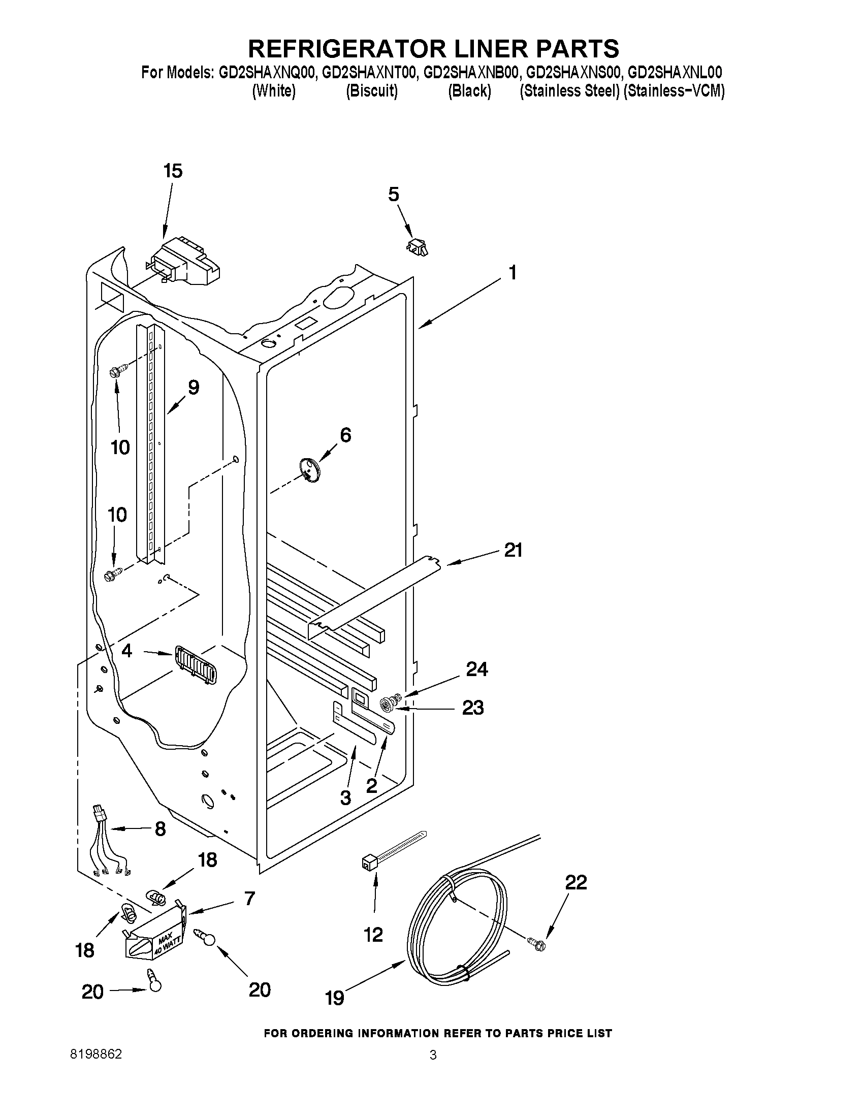 02 - REFRIGERATOR LINER PARTS