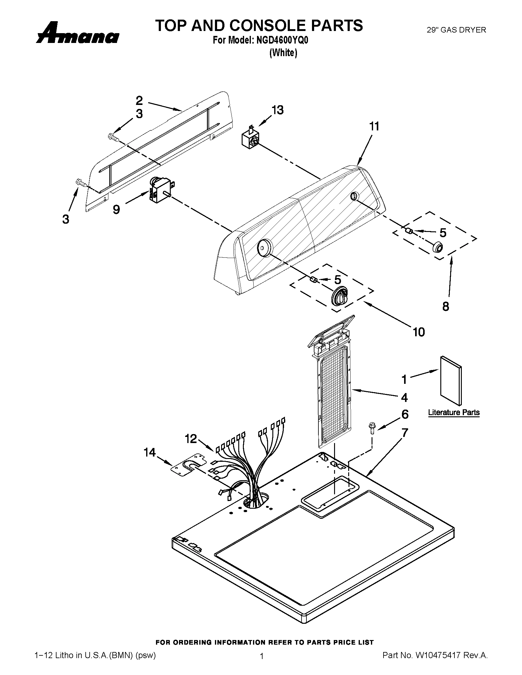 01 - TOP AND CONSOLE PARTS