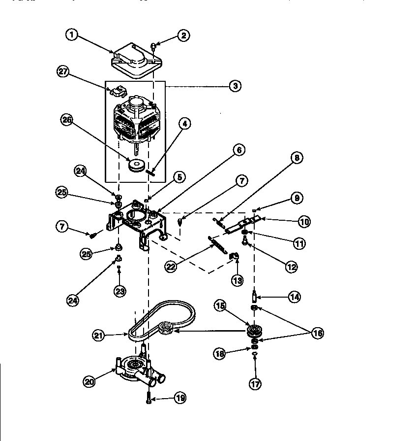 15 - MOTOR, MTG BRKT, BELT, PUMP & IDLER ASSY
