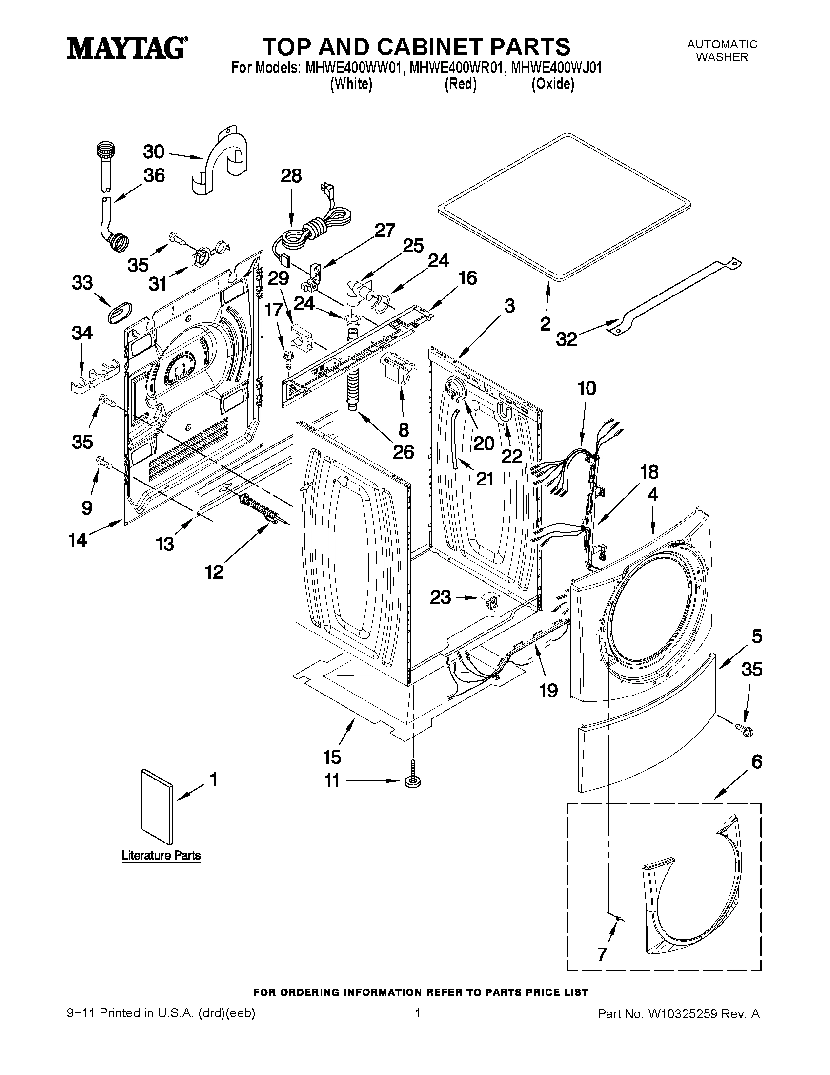 01 - TOP AND CABINET PARTS