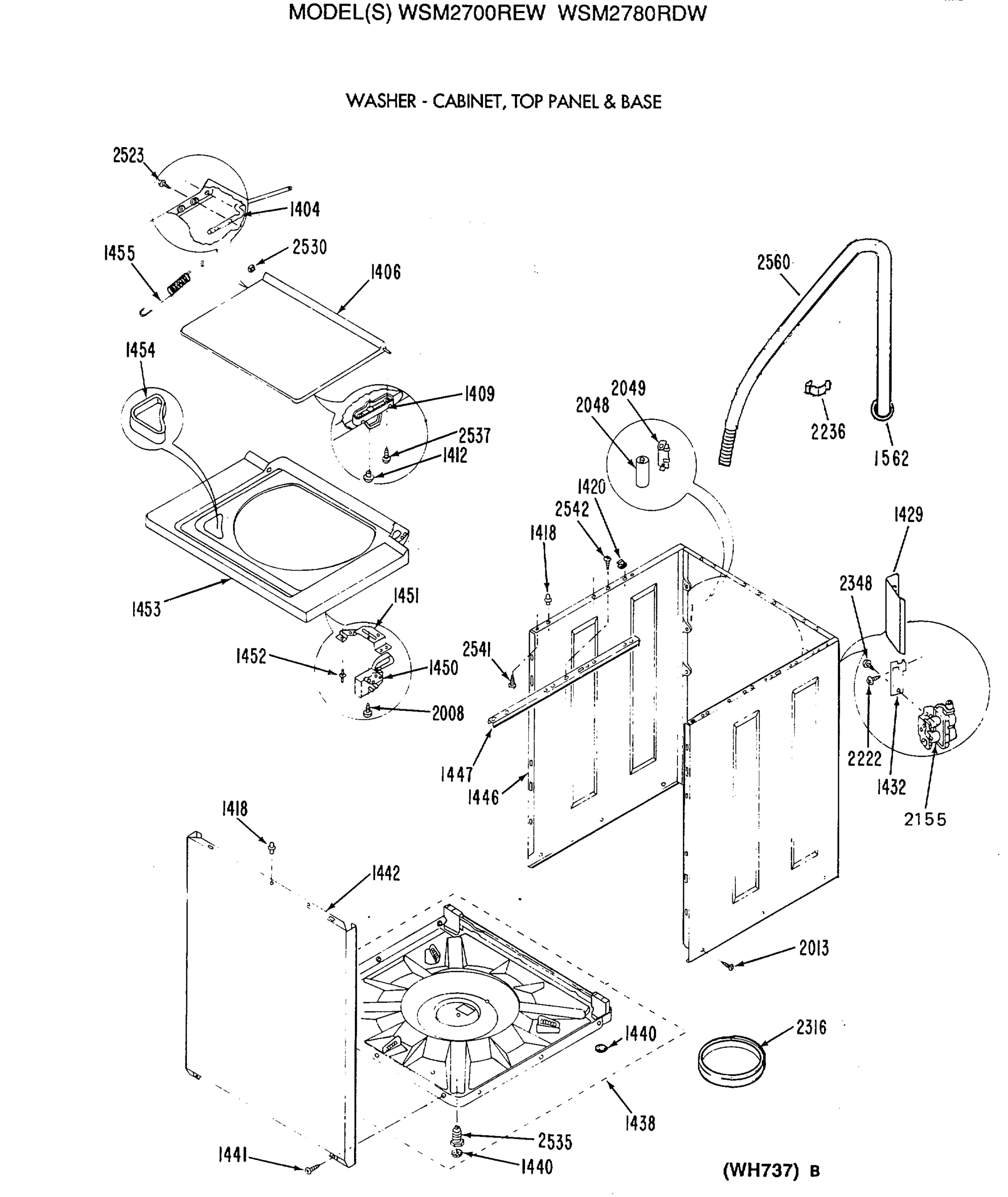 WASHER - CABINET, TOP PANEL & BASE