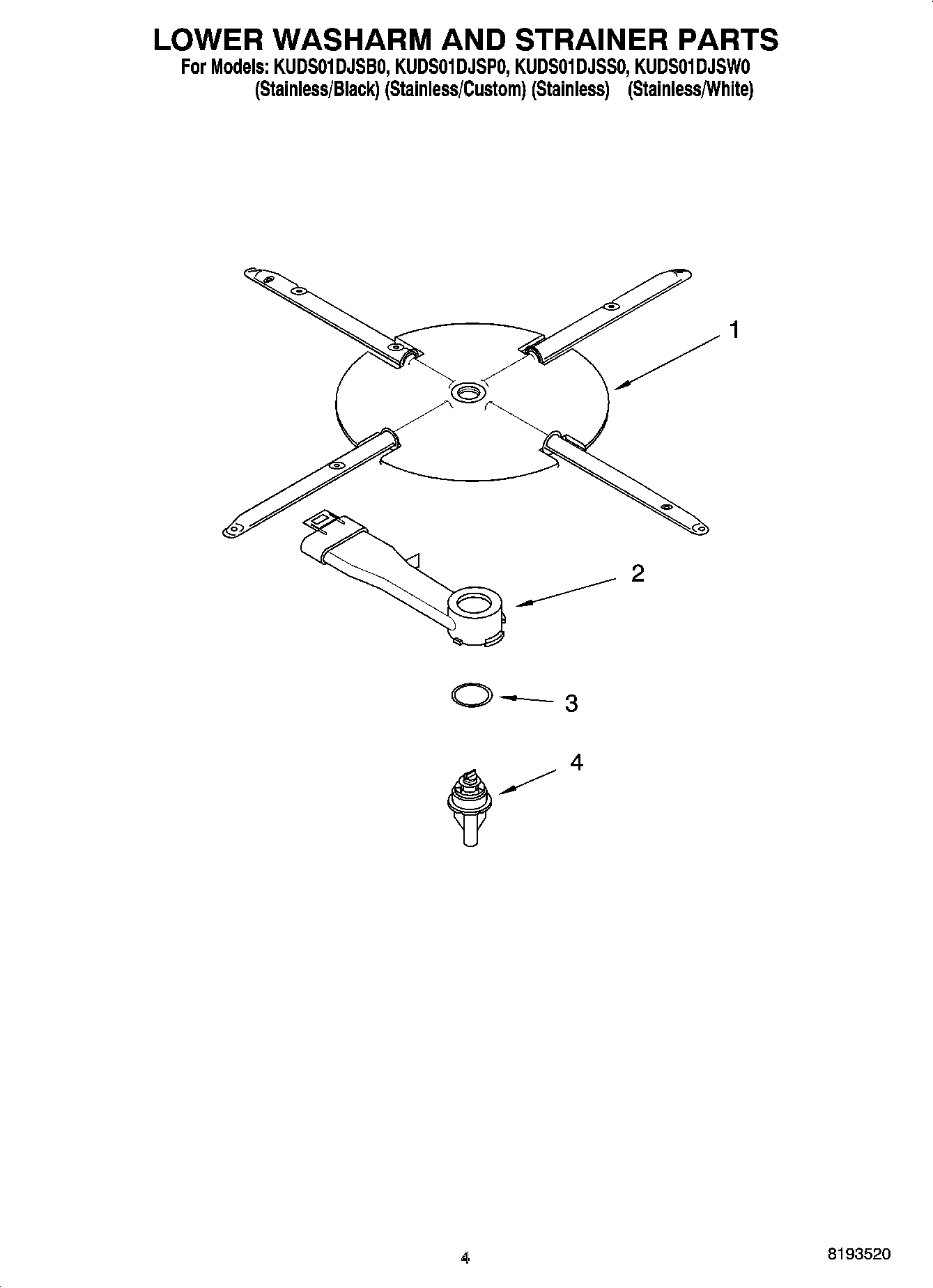 04 - LOWER WASHARM AND STRAINER PARTS