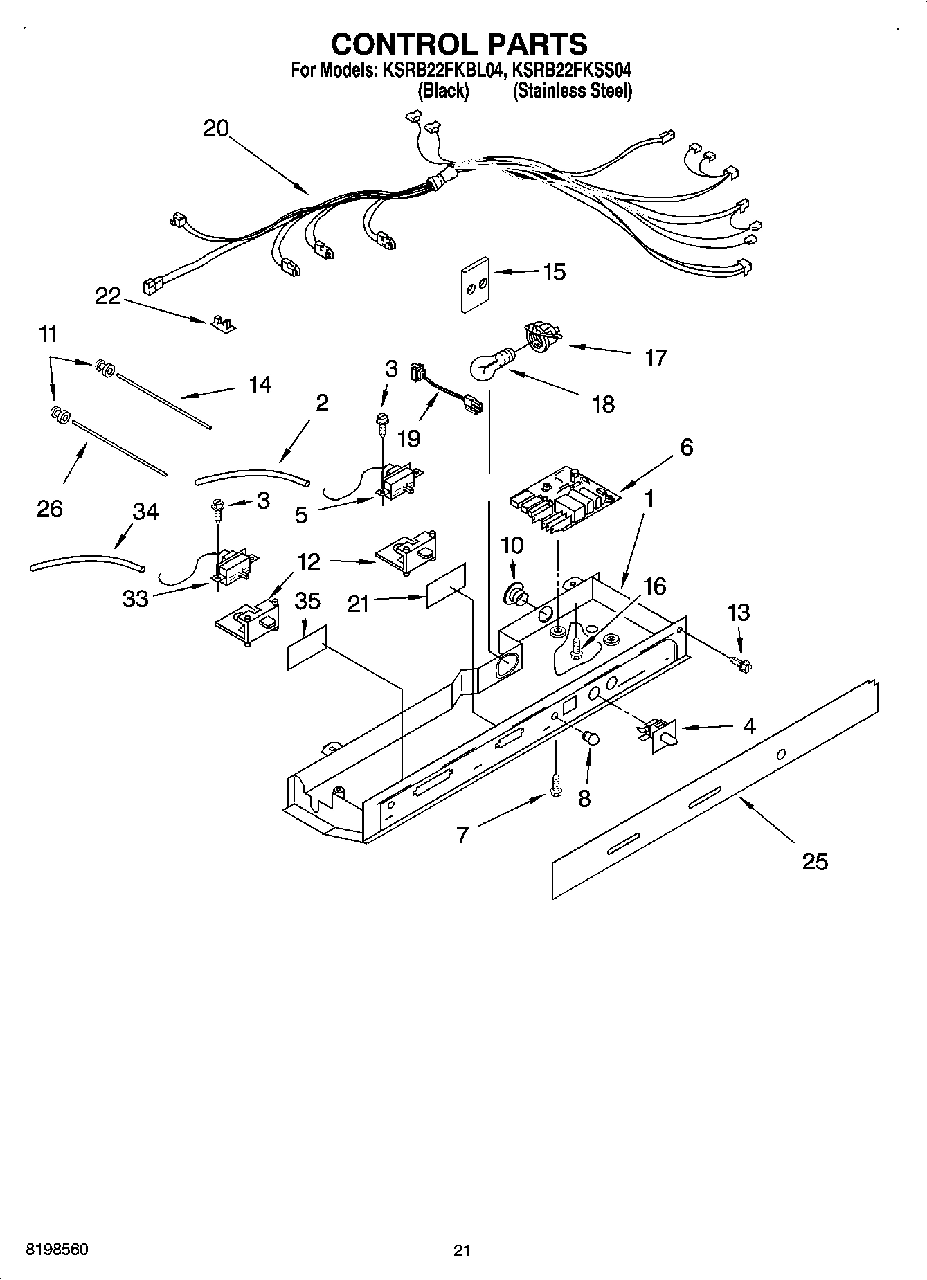 12 - CONTROL PARTS, PARTS NOT ILLUSTRATED