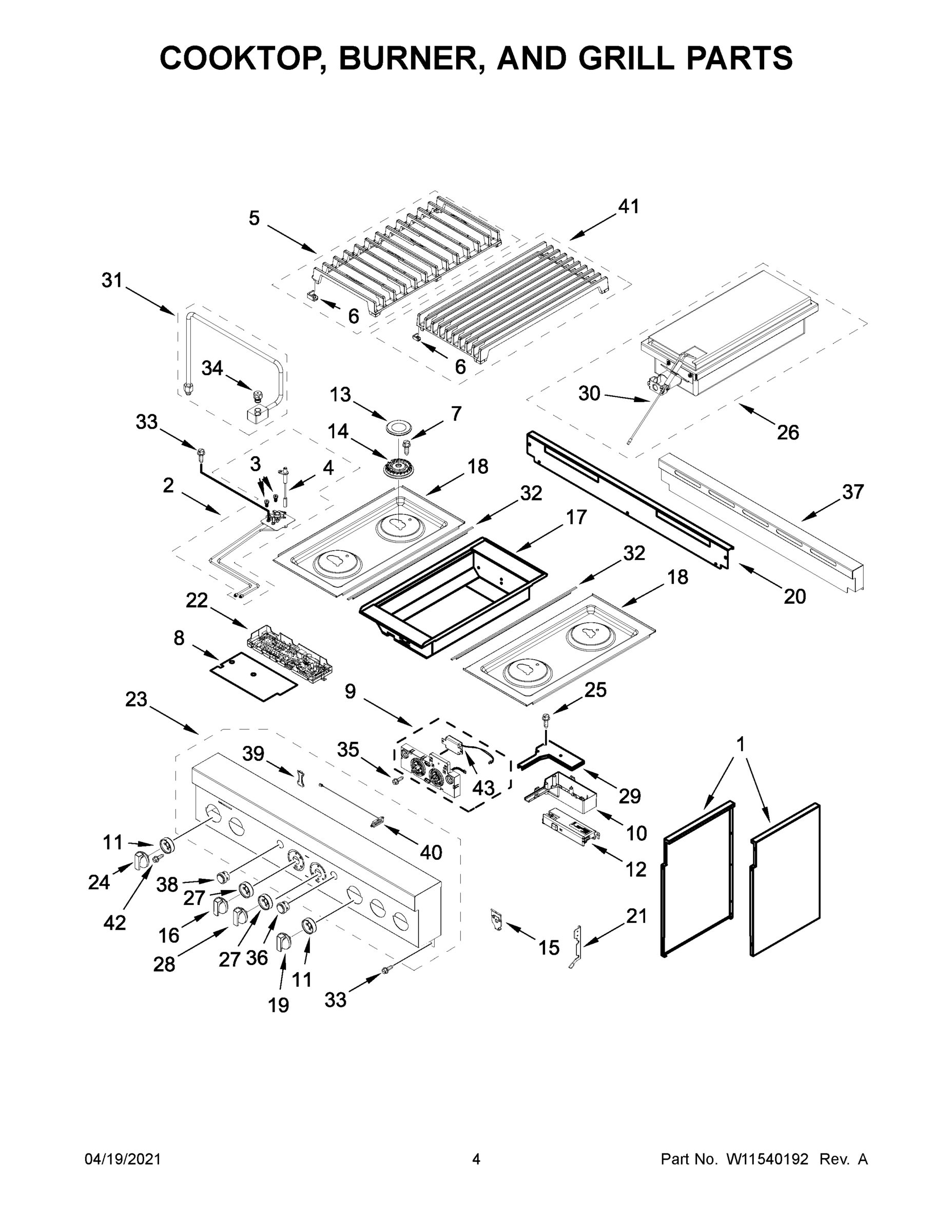 03 - COOKTOP, BURNER, AND GRILL PARTS