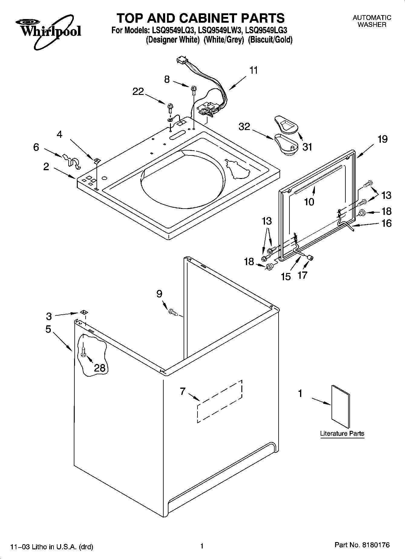 01 - TOP AND CABINET PARTS