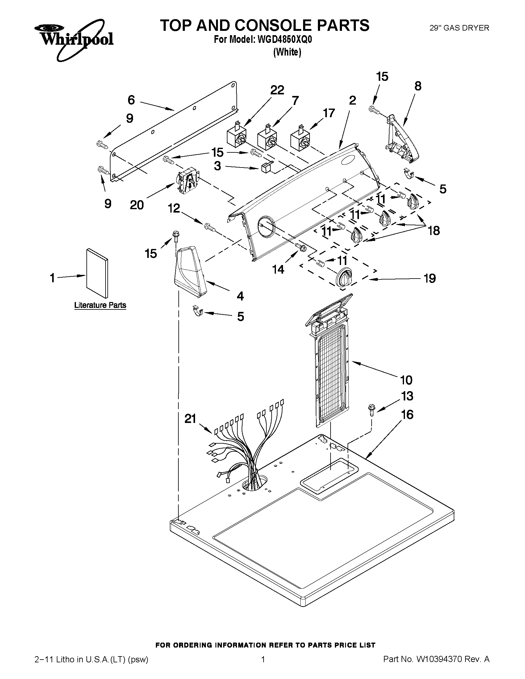 01 - TOP AND CONSOLE PARTS