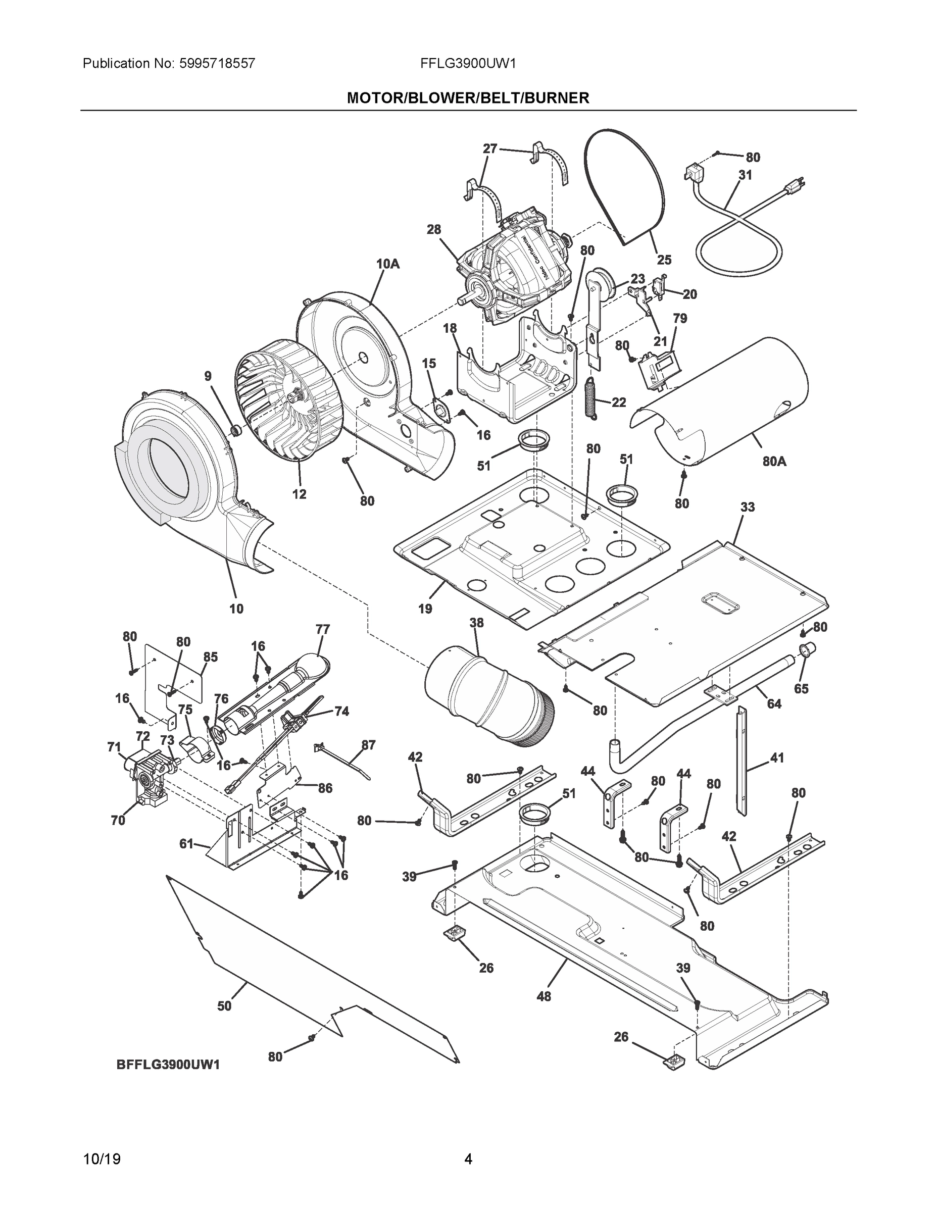 03 - MOTOR/BLOWER/BELT/BURNER