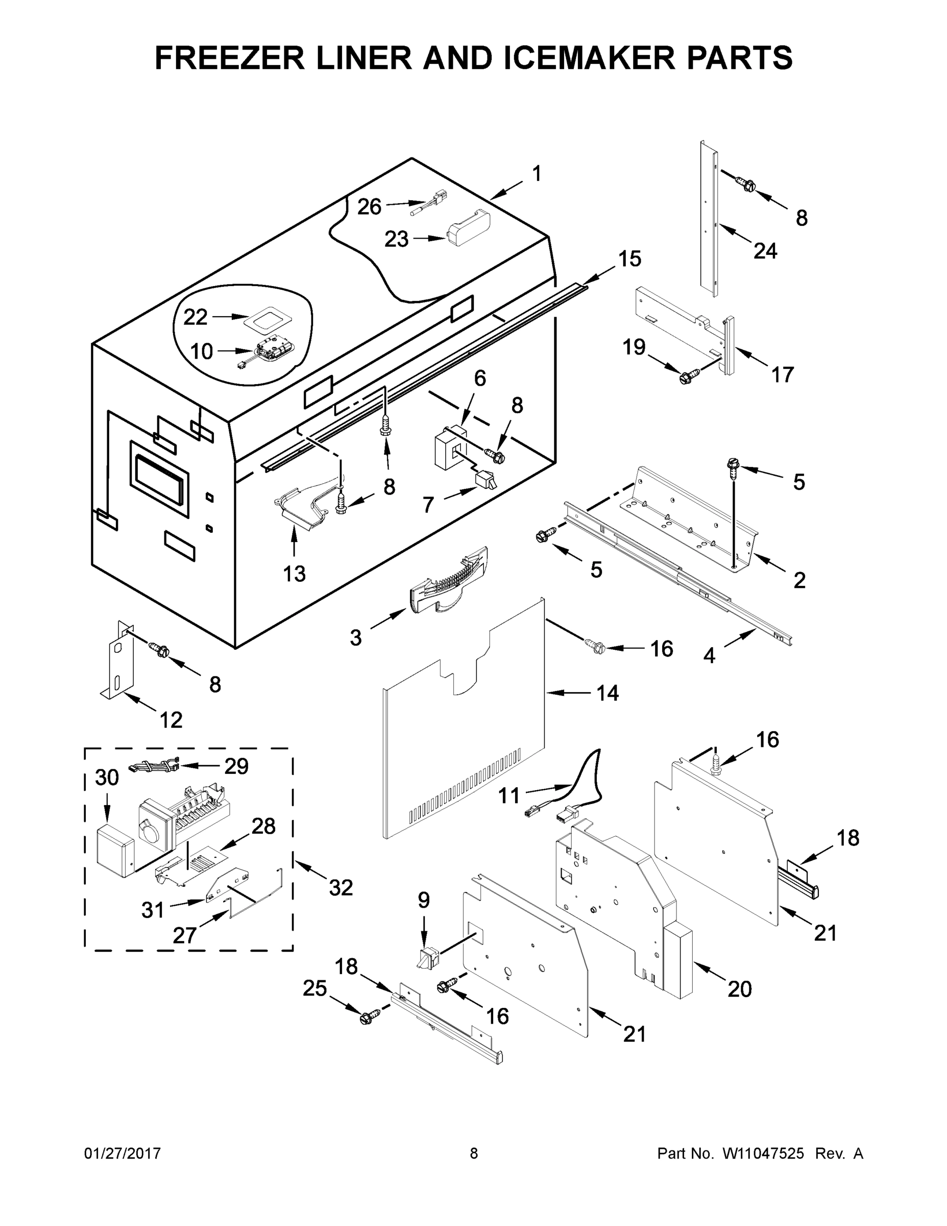 05 - FREEZER LINER AND ICEMAKER PARTS
