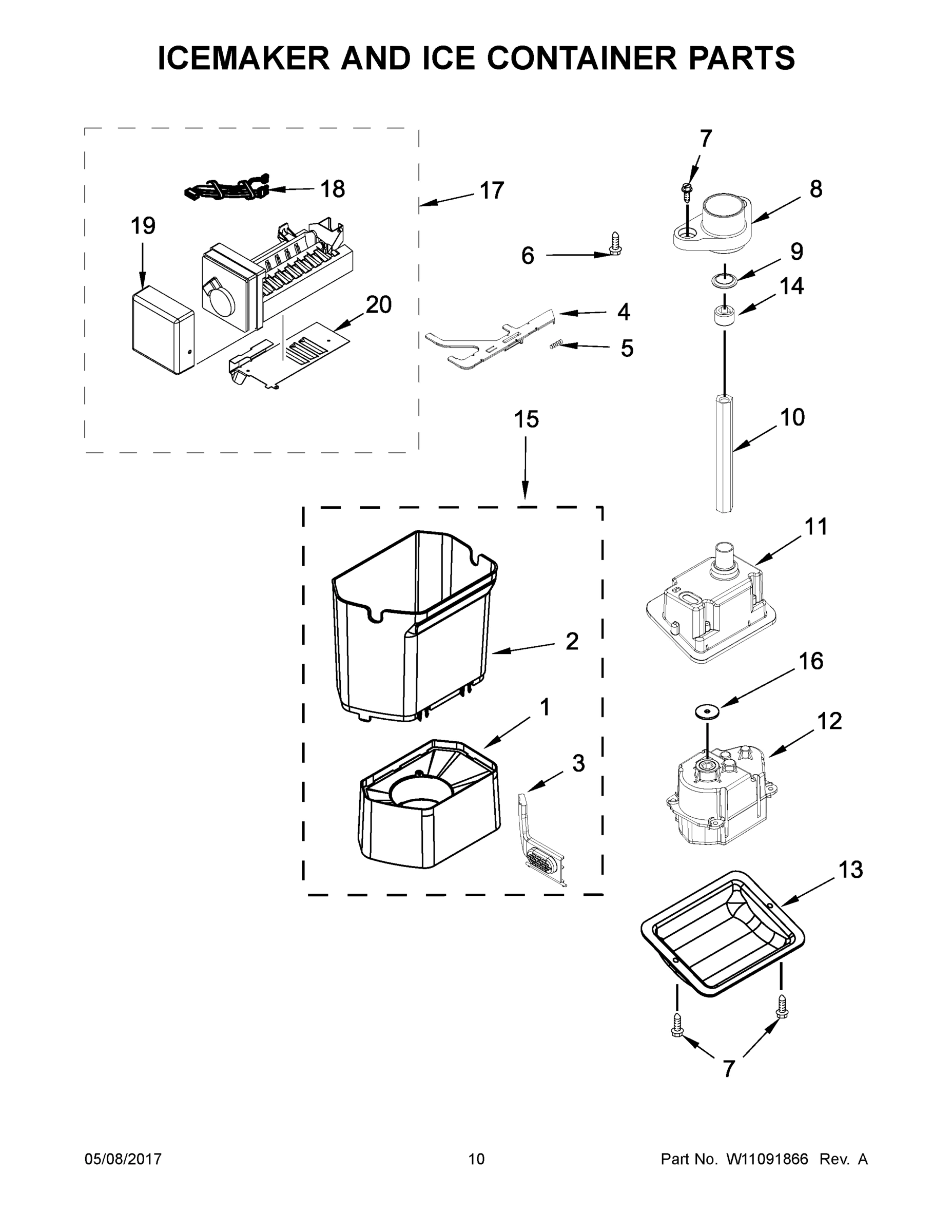 06 - ICEMAKER AND ICE CONTAINER PARTS