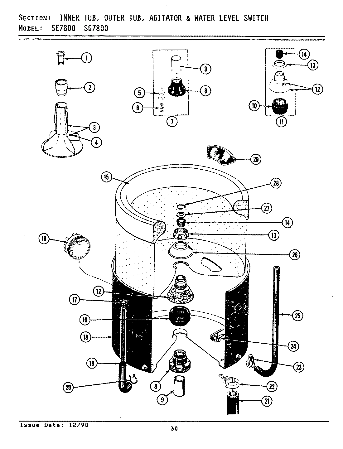 10 - INNER/OUTER TUB,AGITATOR & WTR LEVL SWTH