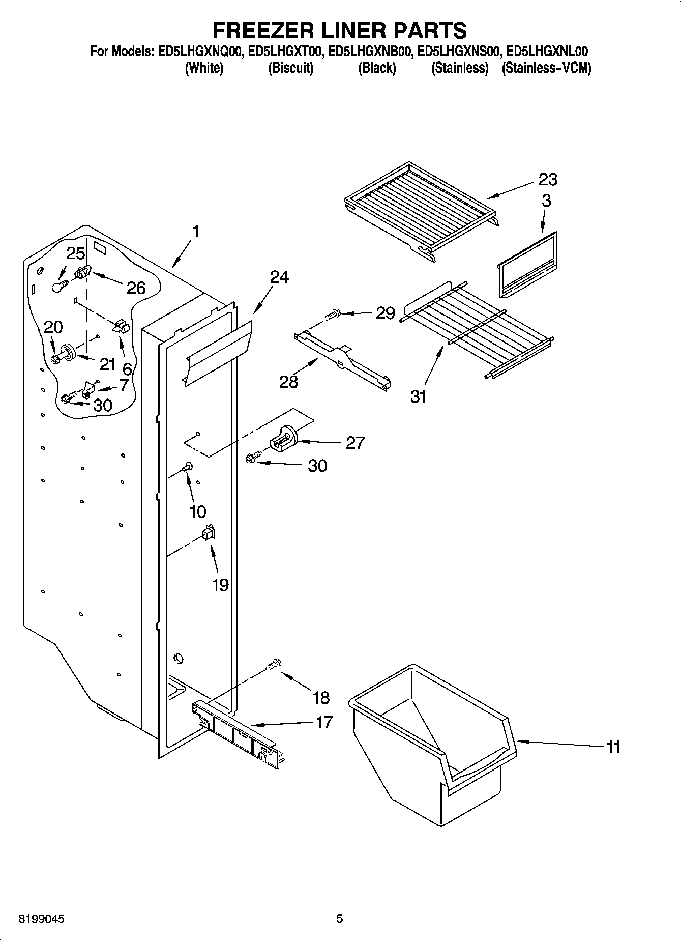 04 - FREEZER LINER PARTS