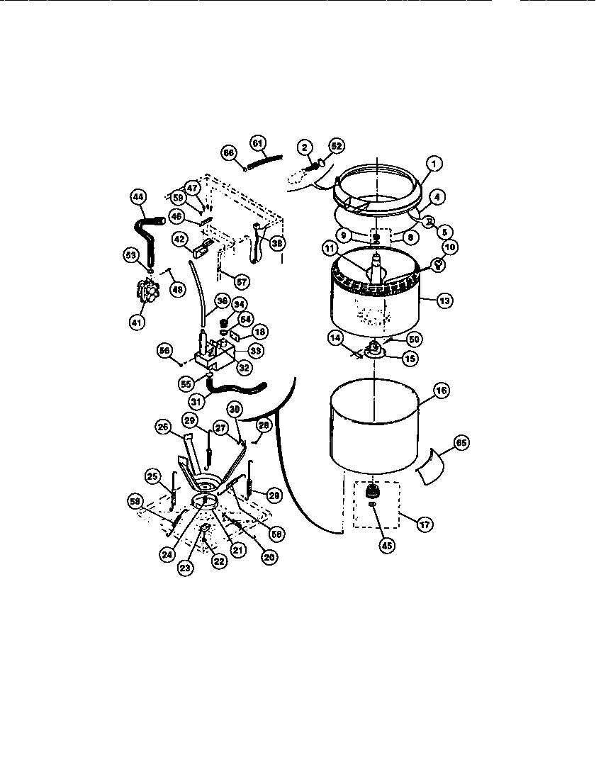 05 - WASHER TUB, SUBTOP, WATER VALVE AND