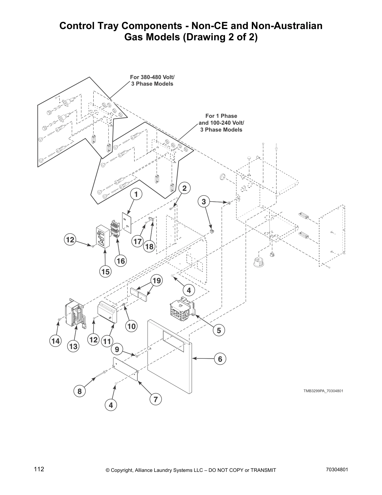 Control Tray Components - Non-CE and Non-Australian
Gas Models (Drawing 2 of 2)