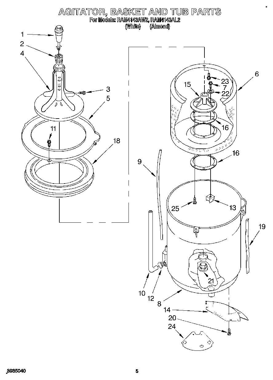03 - AGITATOR, BASKET AND TUB