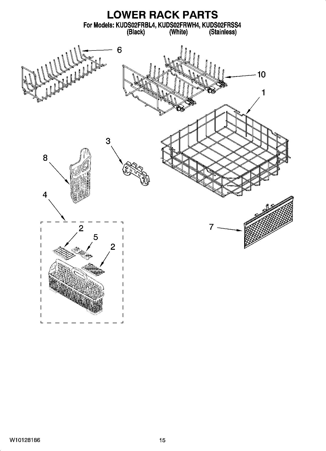 12 - LOWER RACK PARTS, OPTIONAL PARTS (NOT INCLUDED)