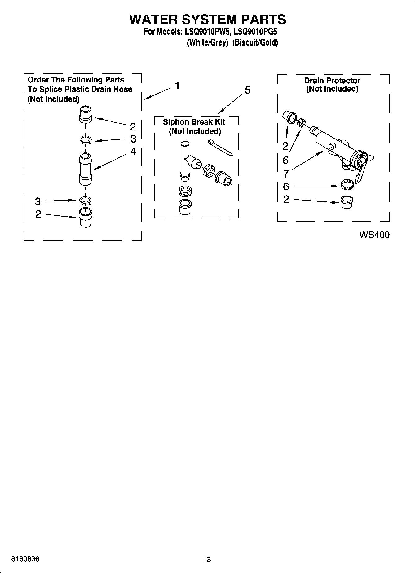 09 - WATER SYSTEM PARTS, OPTIONAL PARTS (NOT INCLUDED)