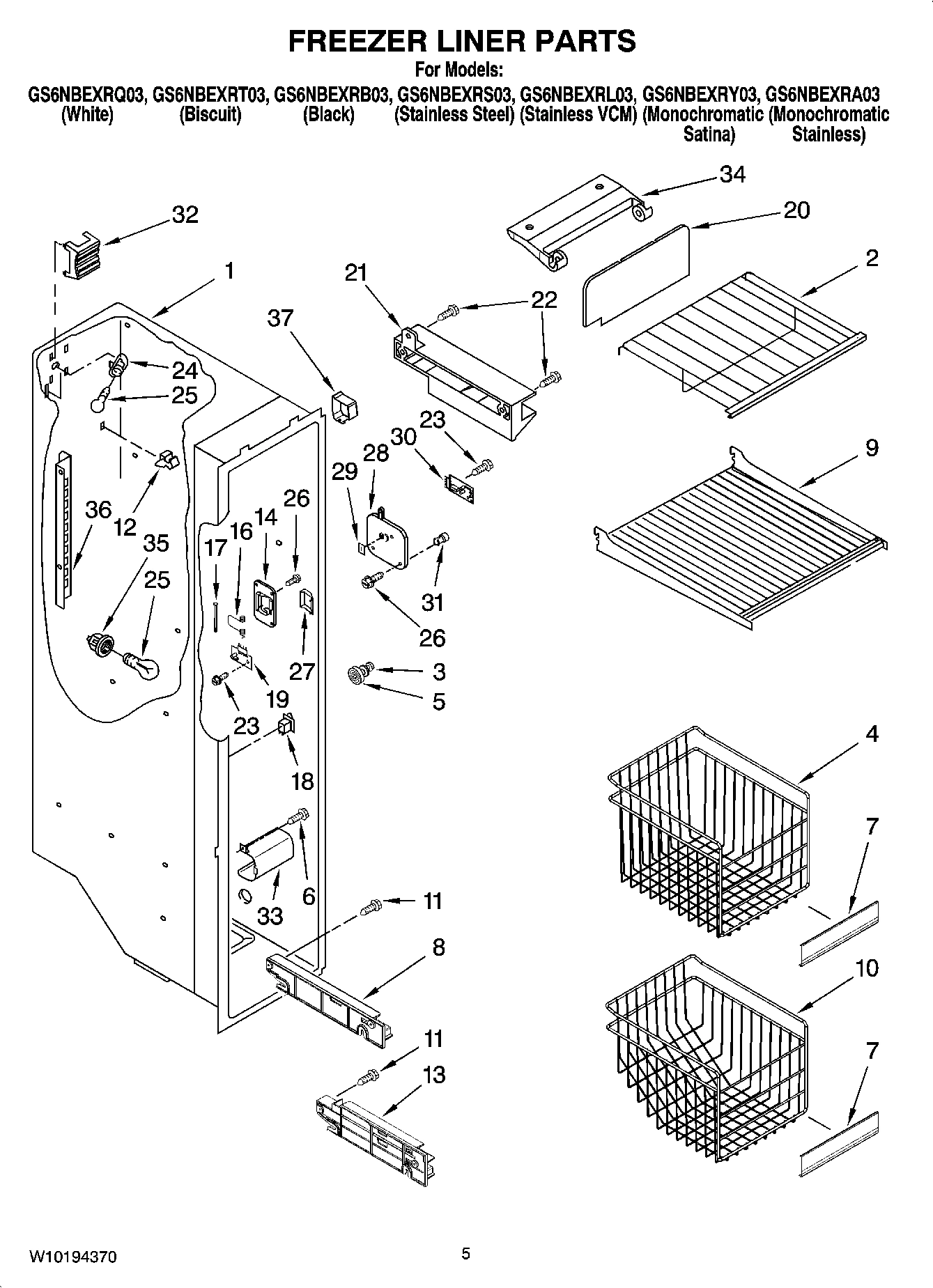04 - FREEZER LINER PARTS