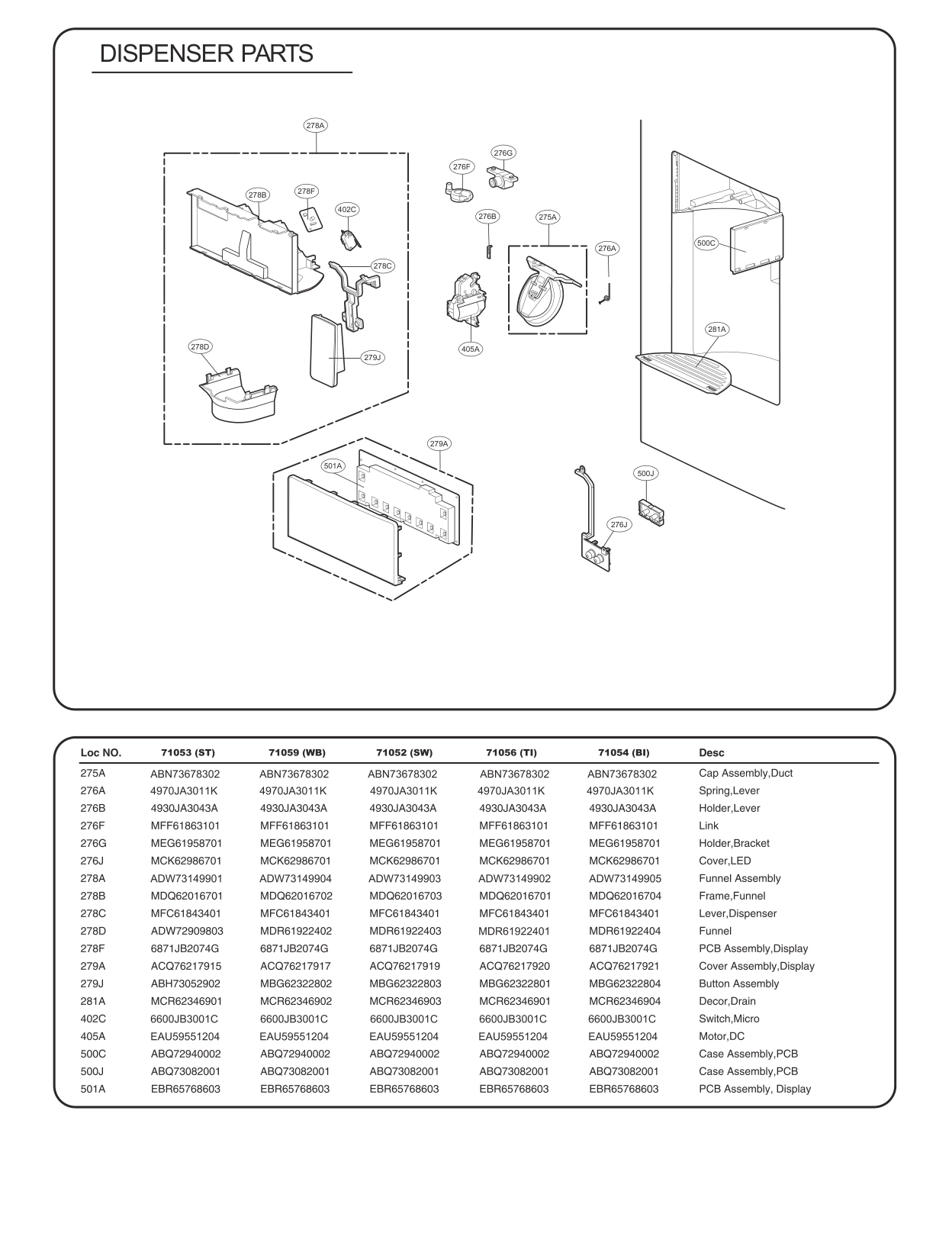 DISPENSER PARTS