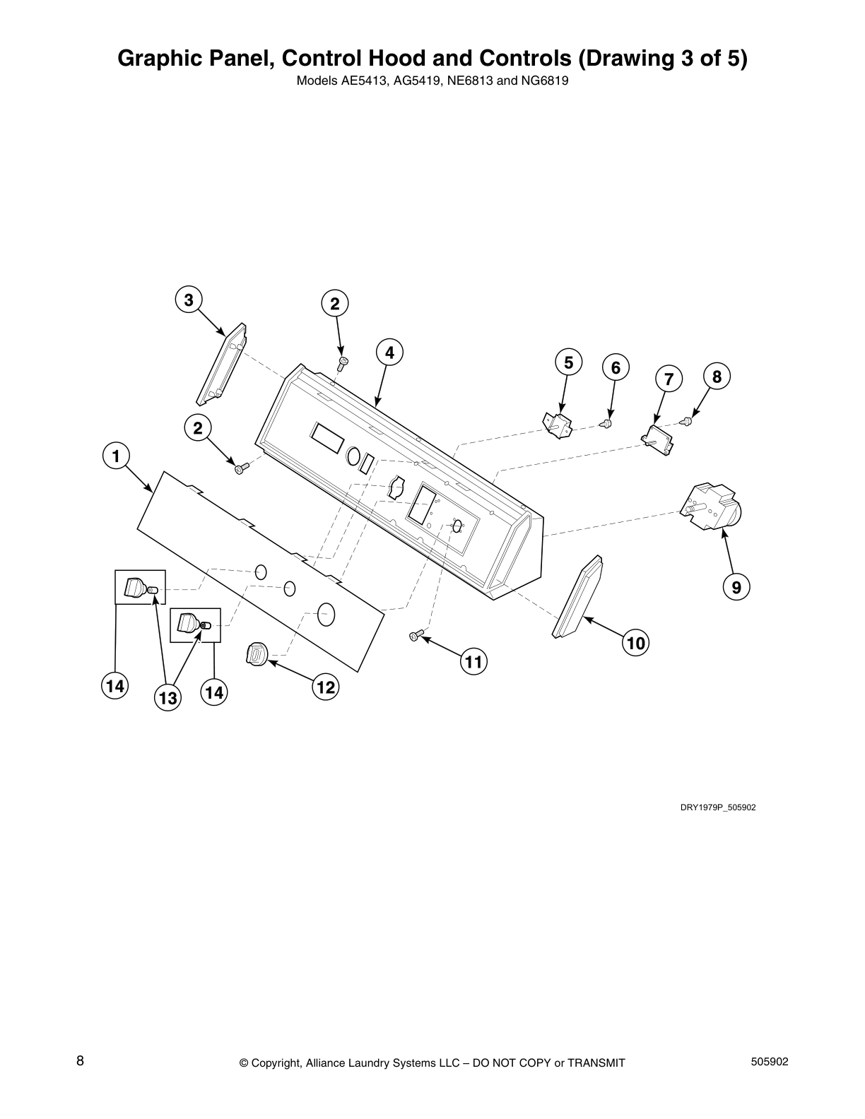 Graphic Panel, Control Hood and Controls (Drawing 3 of 5)