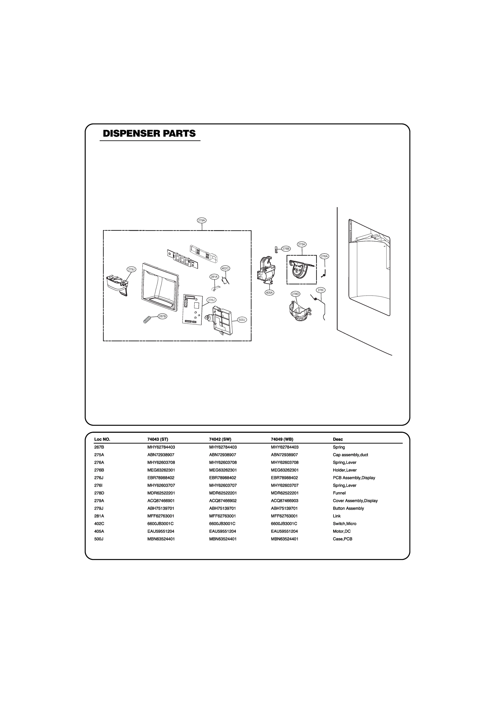 DISPENSER PARTS