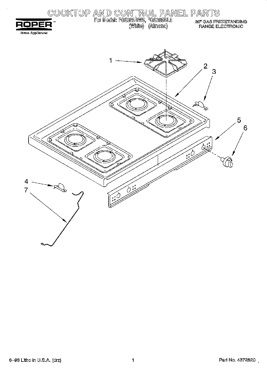 01 - COOKTOP AND CONTROL PANEL