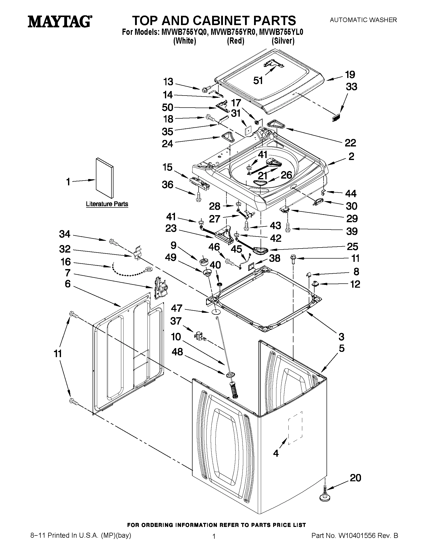 01 - TOP AND CABINET PARTS