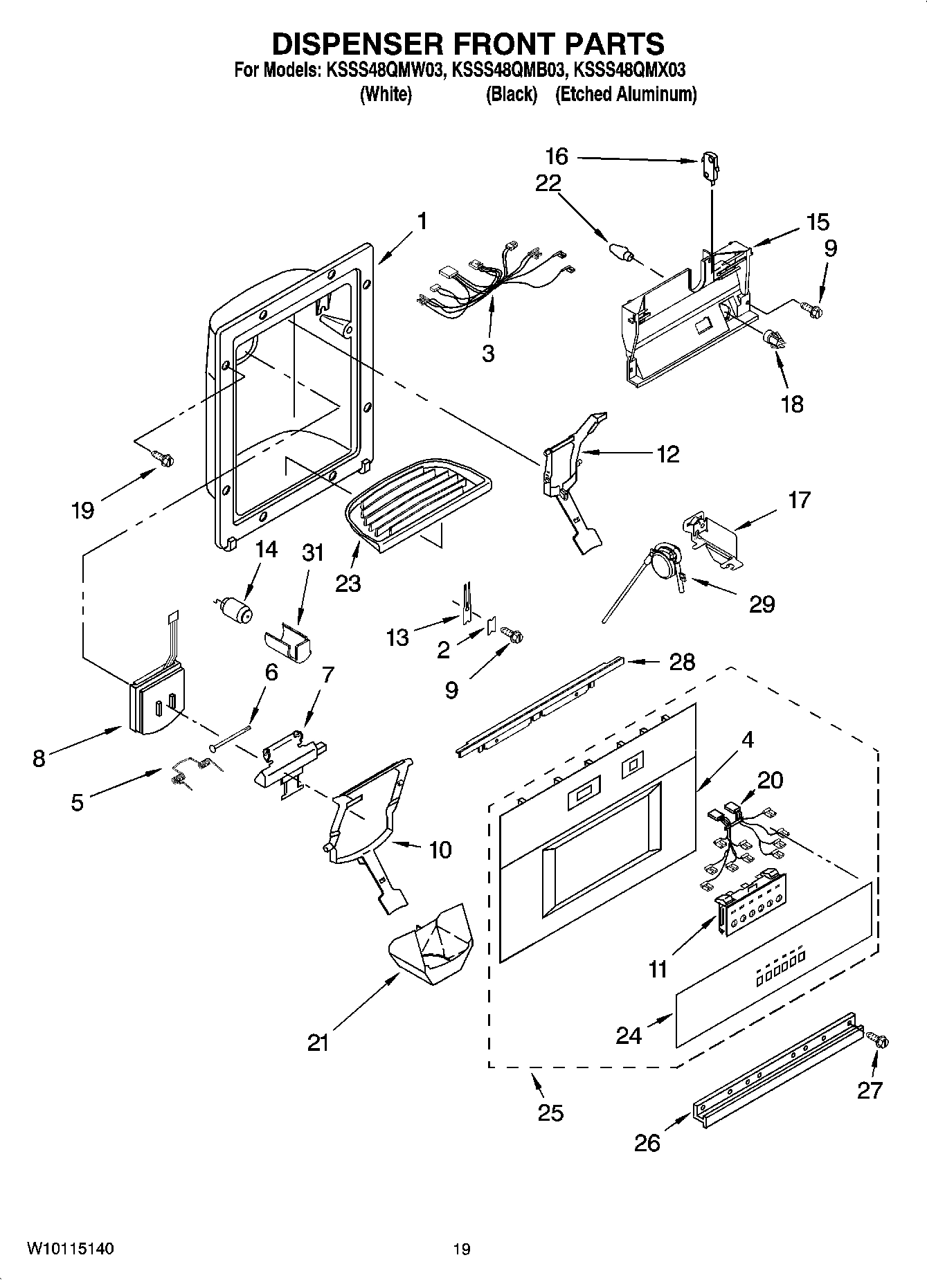 12 - DISPENSER AND FRONT PARTS