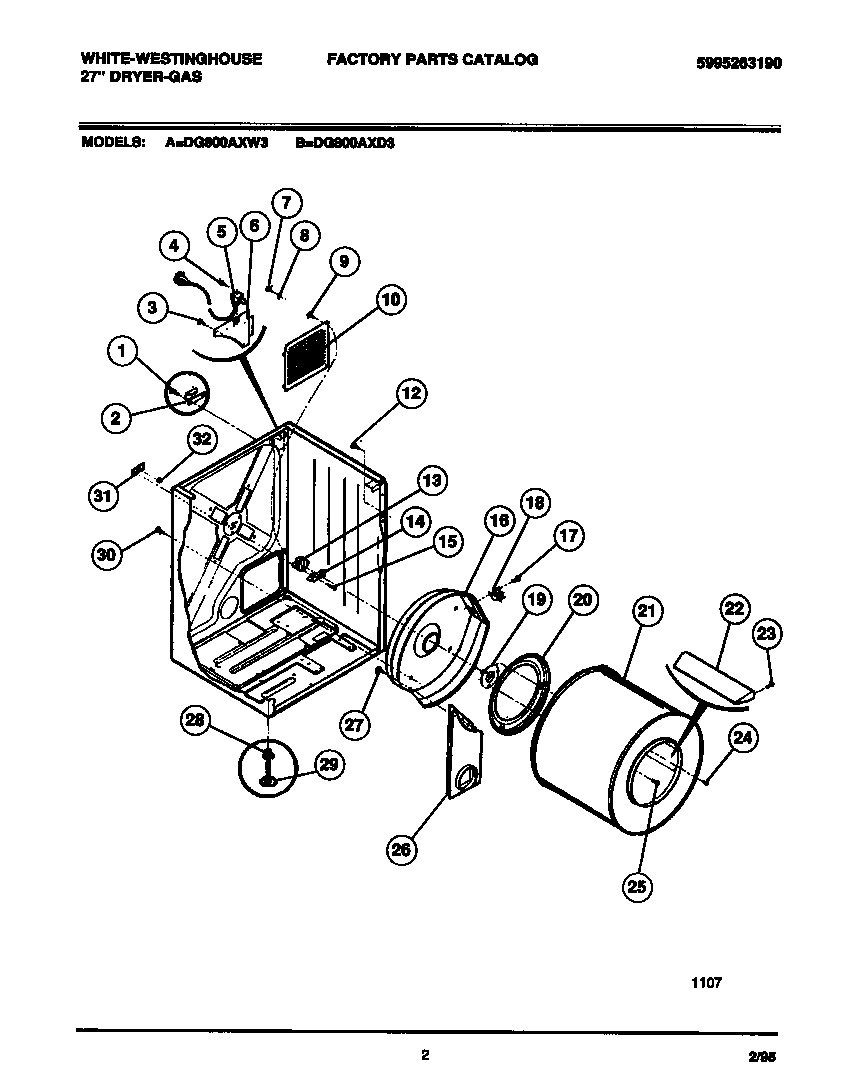 02 - CABINET, DRUM, HEAT DUCT