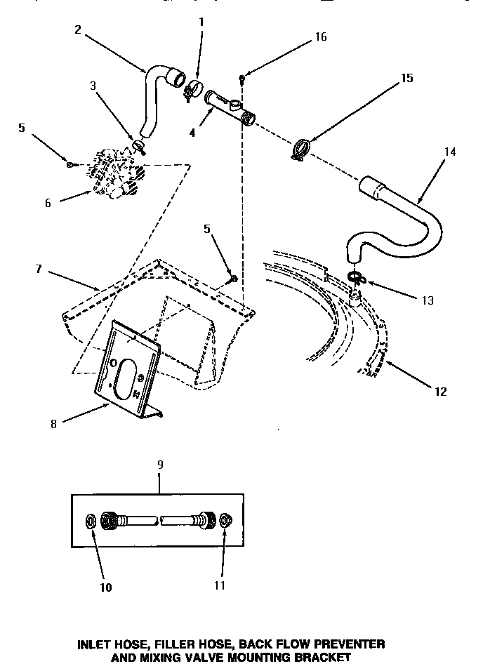 12 - INLET/FILL HOSE/BACK FL PREVENTER & BRKT