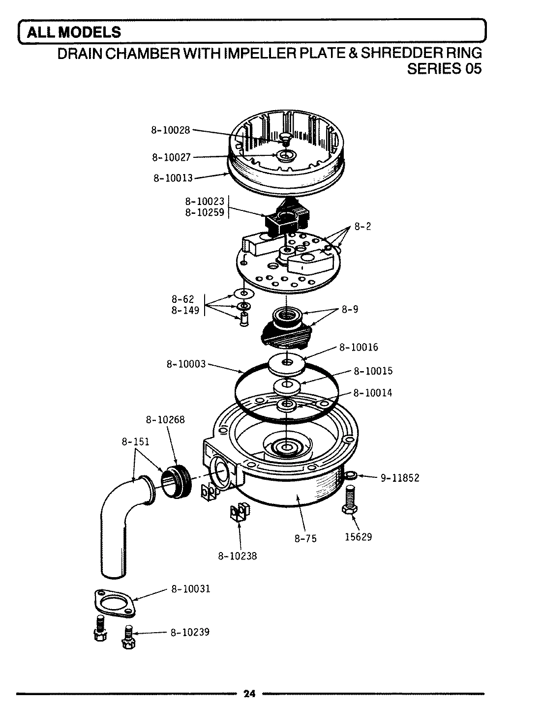 01 - DRAIN CHAMBER/IMPELLER PLATE/SHREDDER