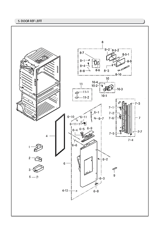 LEFT REFRIGERATOR DOOR PARTS