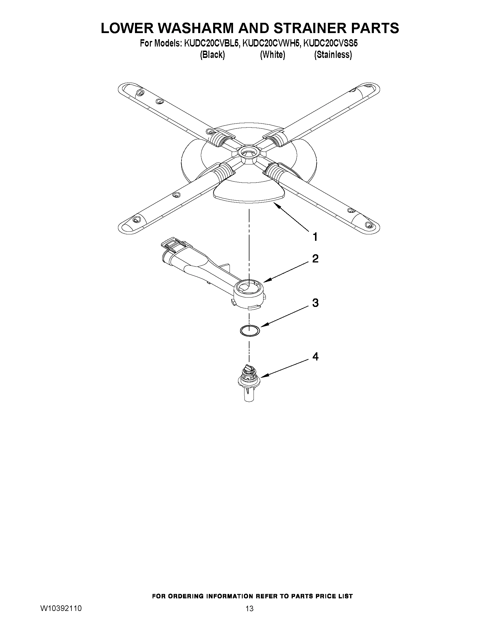 11 - LOWER WASHARM AND STRAINER PARTS
