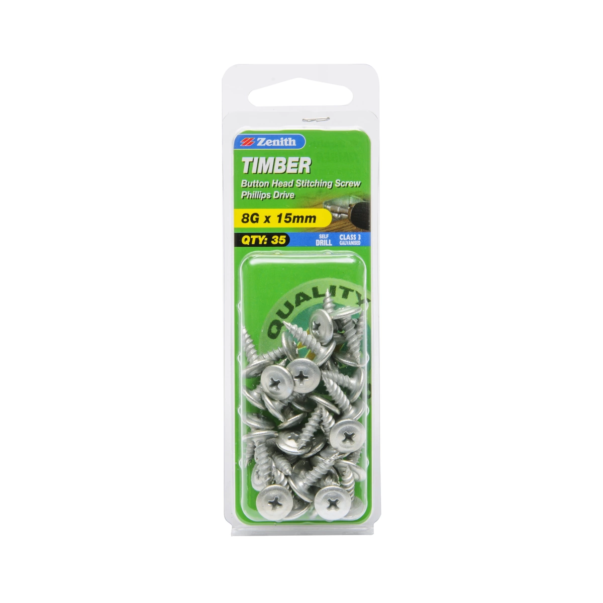 ZENITH® 8G x 15mm Class 3 Galvanised Stitching Screws – 35 Pack