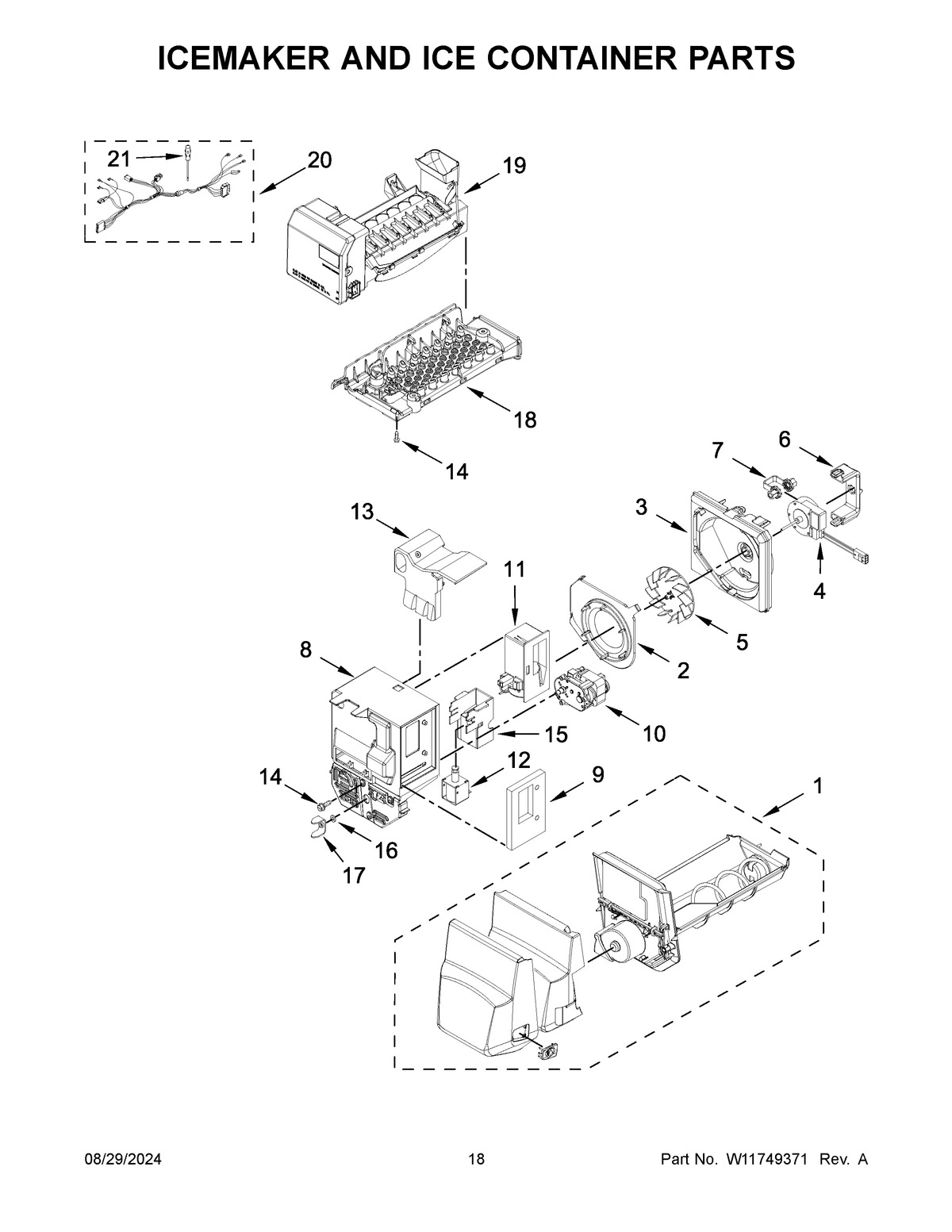 10 - ICEMAKER AND ICE CONTAINER PARTS