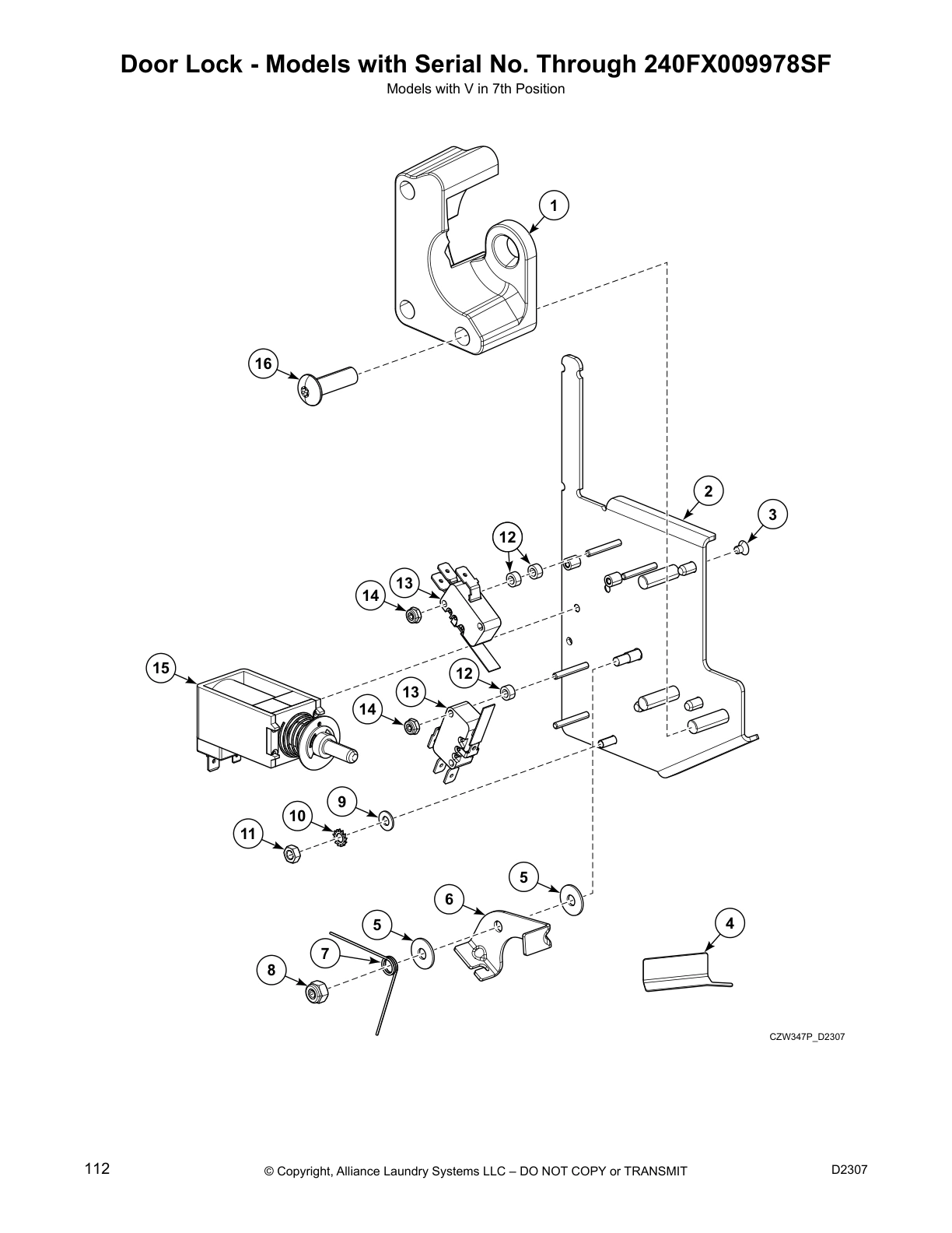 Door Lock - Models with Serial No. Through 240FX009978SF