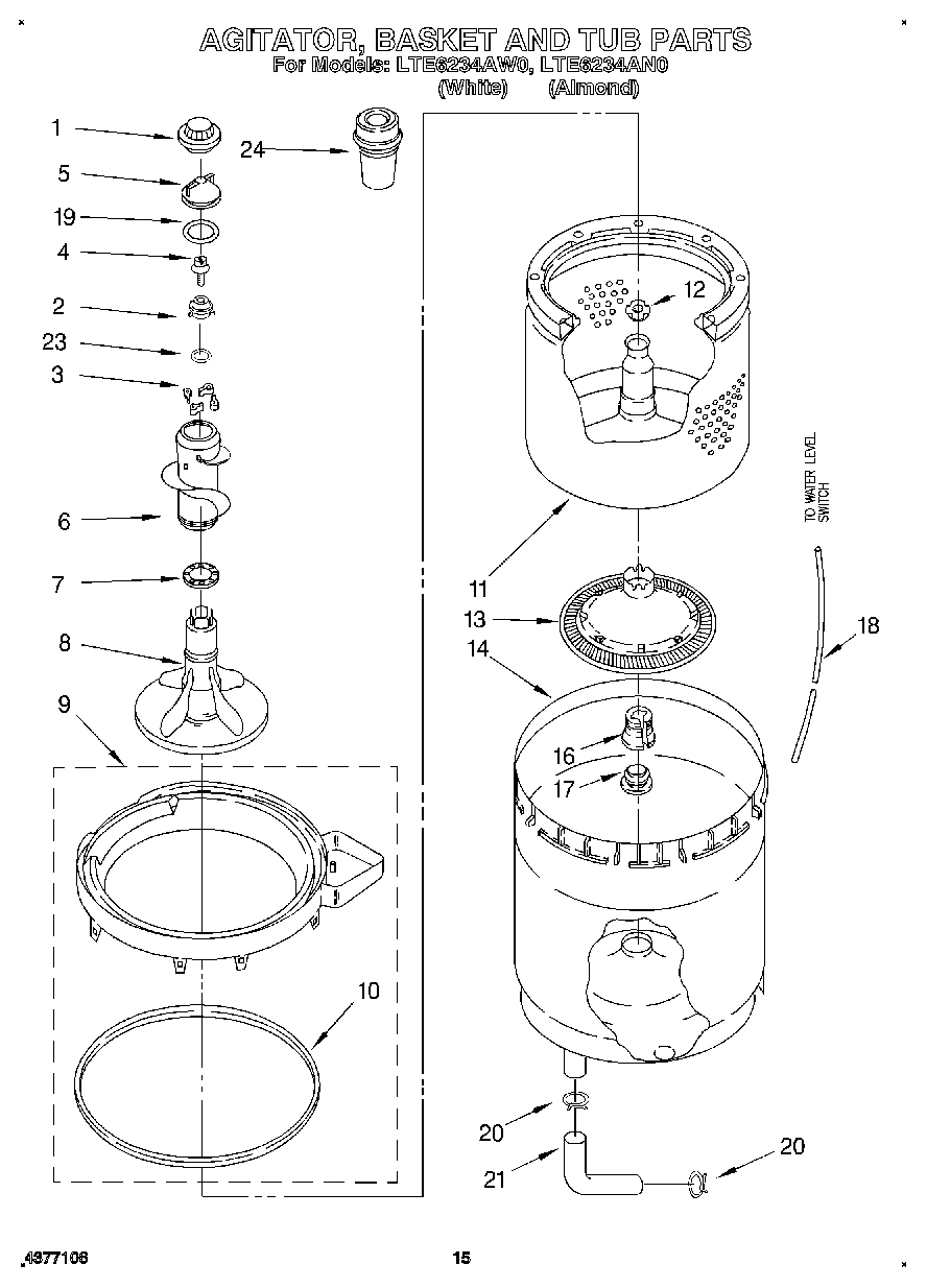 10 - AGITATOR, BASKET AND TUB