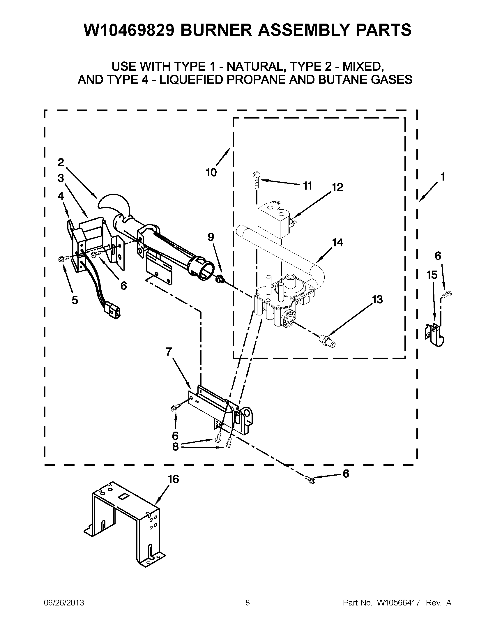 04 - W10469829 BURNER ASSEMBLY PARTS