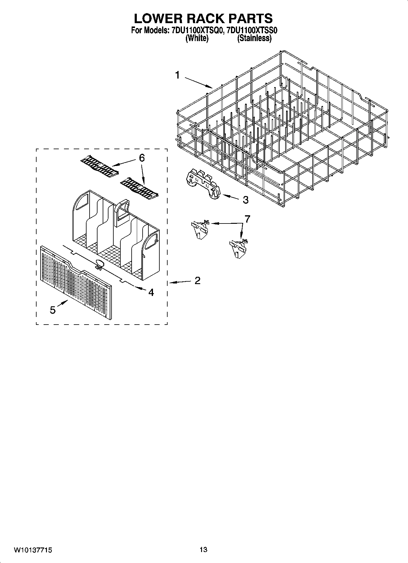 11 - LOWER RACK PARTS, OPTIONAL PARTS (NOT INCLUDED)