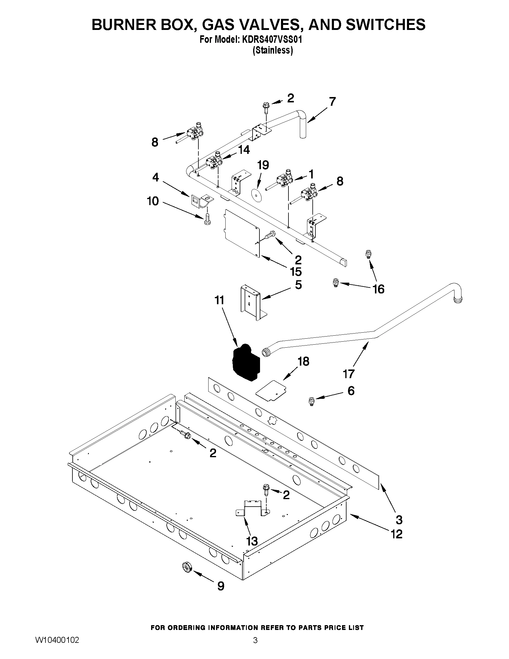 02 - BURNER BOX, GAS VALVES, AND SWITCHES