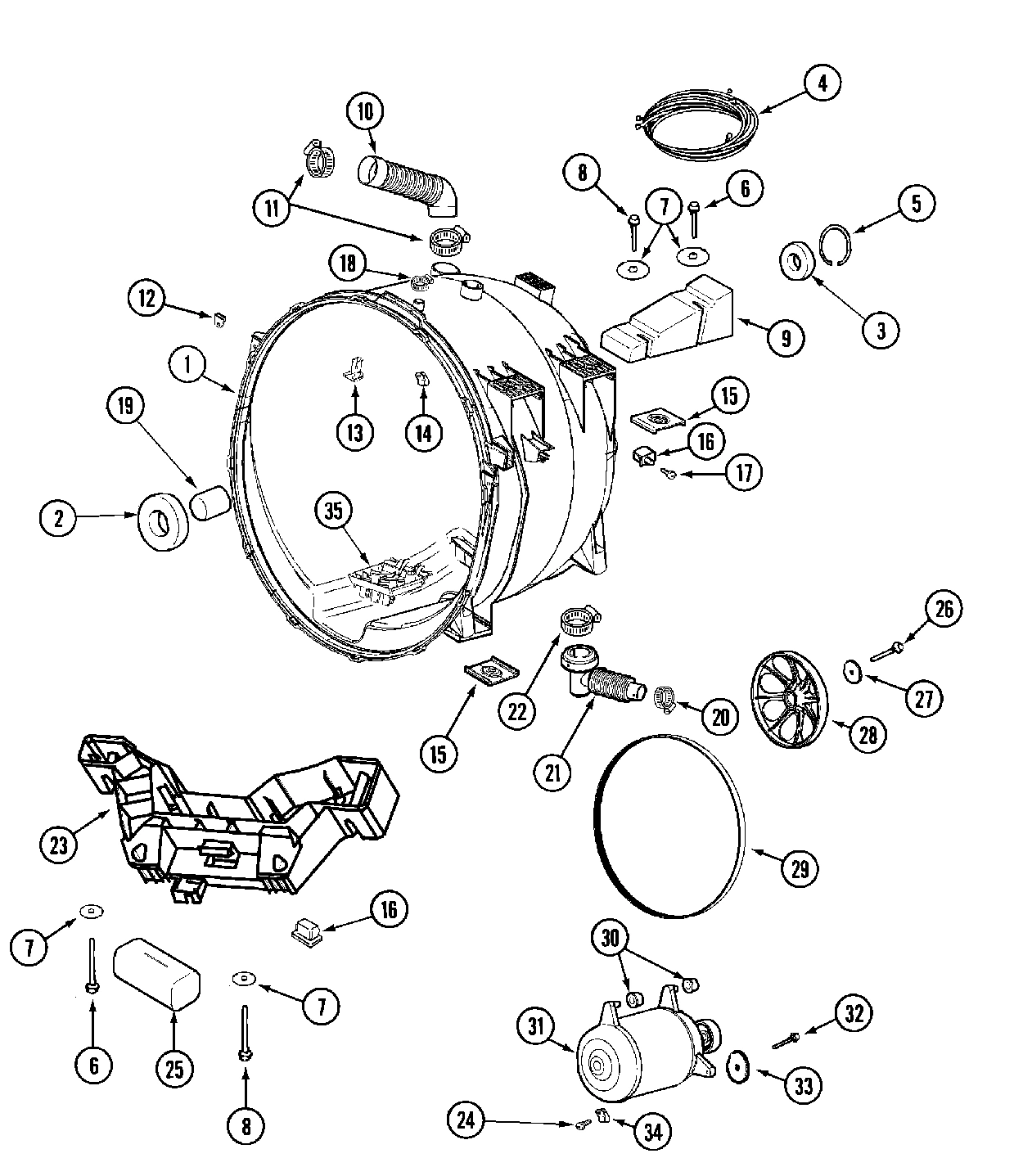 11 - OUTER TUB & MOTOR (WASHER)