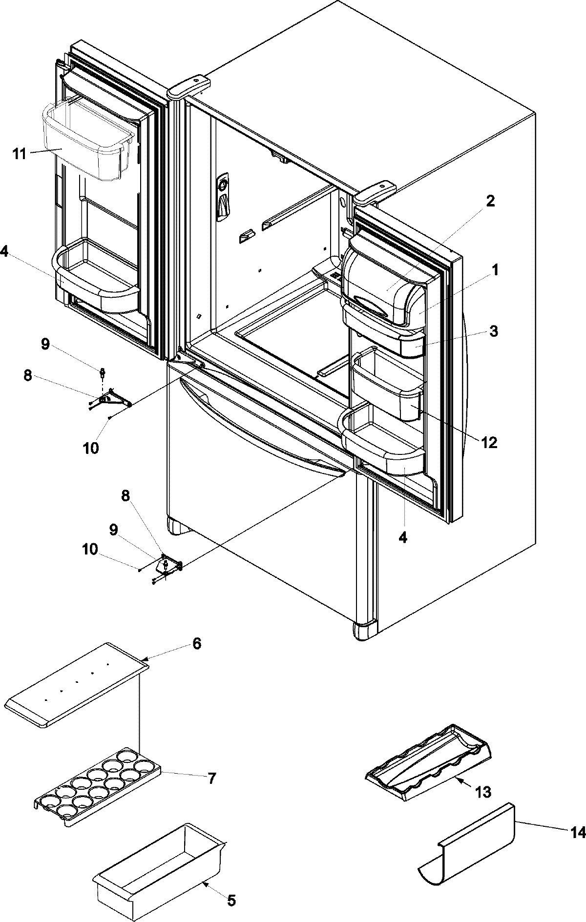 11 - REF DR STORAGE & CENTER HINGES