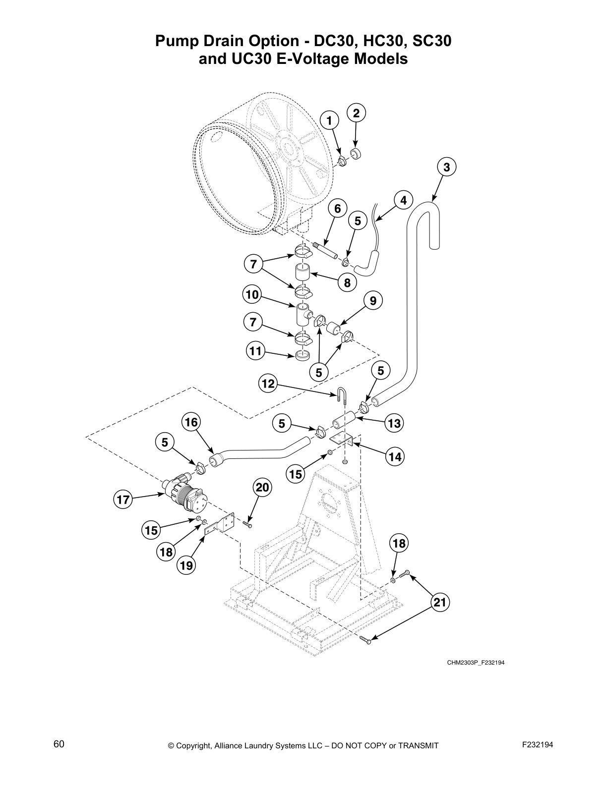 Pump Drain Option - DC30, HC30, SC30
and UC30 E-Voltage Models