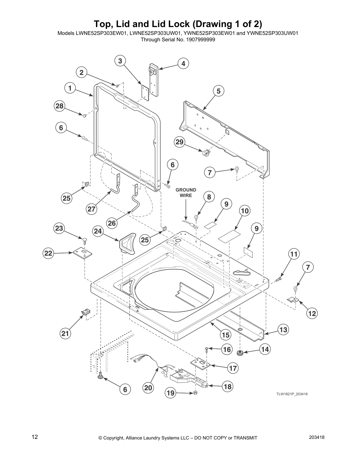 Top, Lid and Lid Lock (Drawing 1 of 2)
