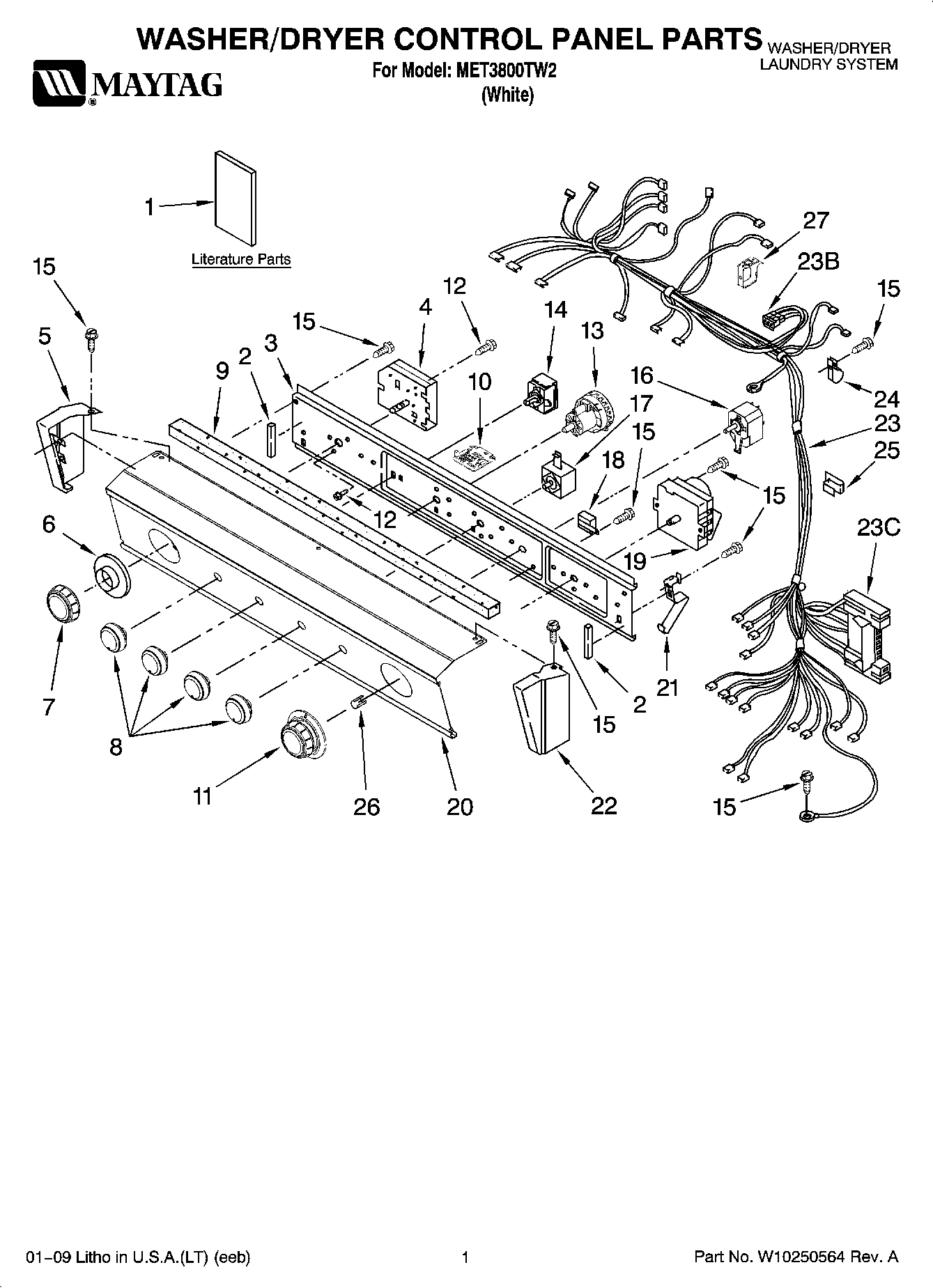 01 - WASHER/DRYER CONTROL PANEL PARTS