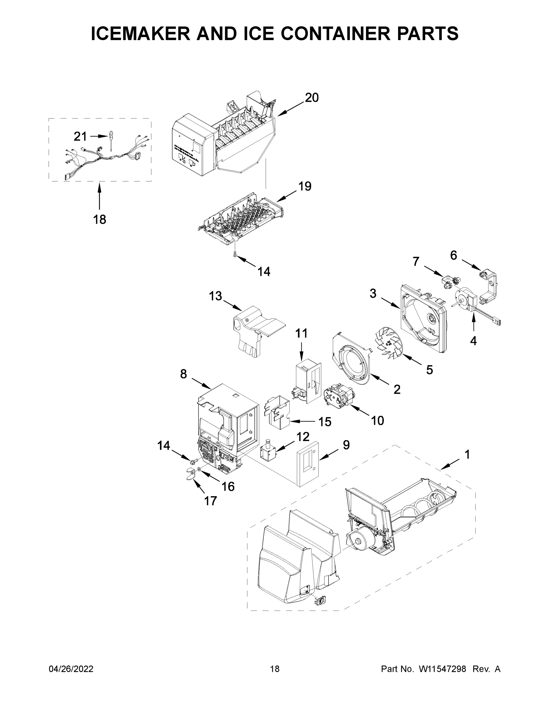 10 - ICEMAKER AND ICE CONTAINER PARTS
