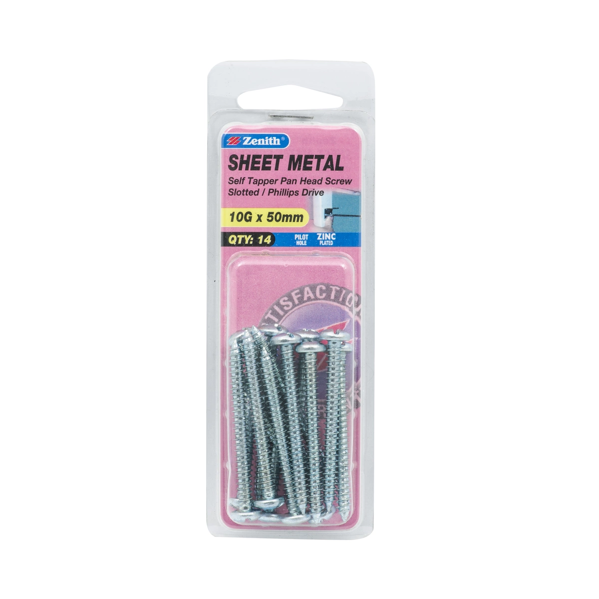 ZENITH® 10G x 38mm Zinc Plated Sheet Metal Screws – 14 Pack