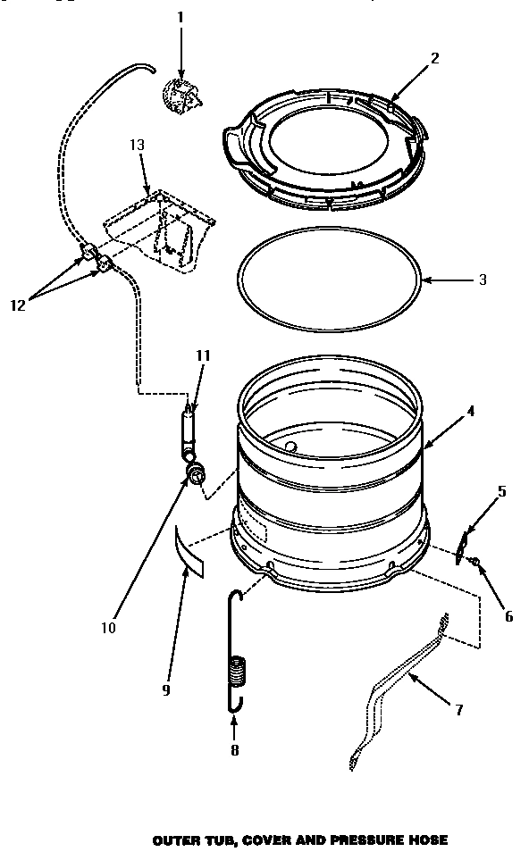 13 - OUTER TUB, COVER & PRESSURE HOSE