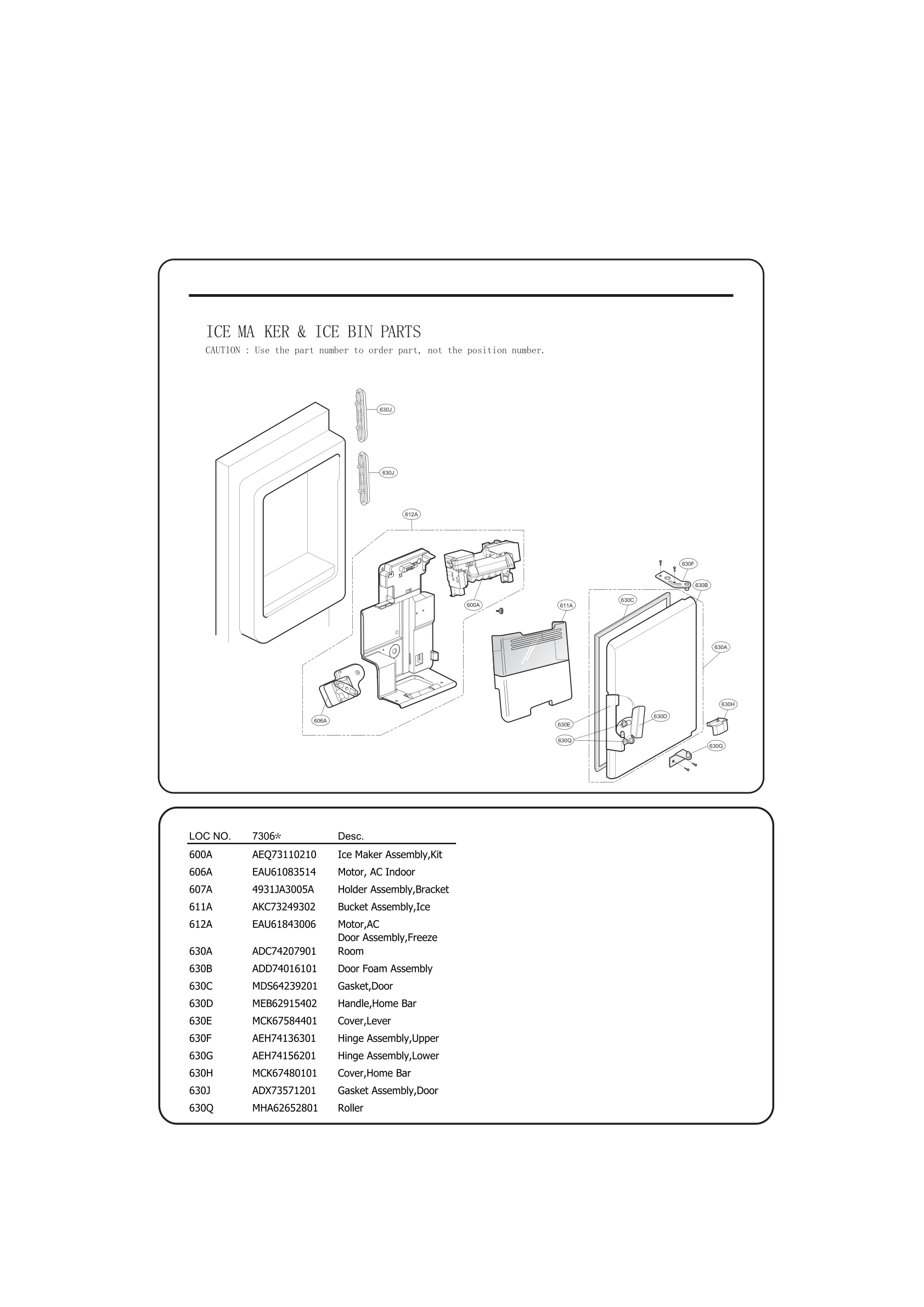 ICE BIN PARTS